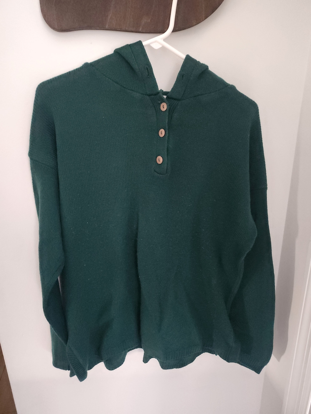 Milano Dark Green Hooded Button Pullover